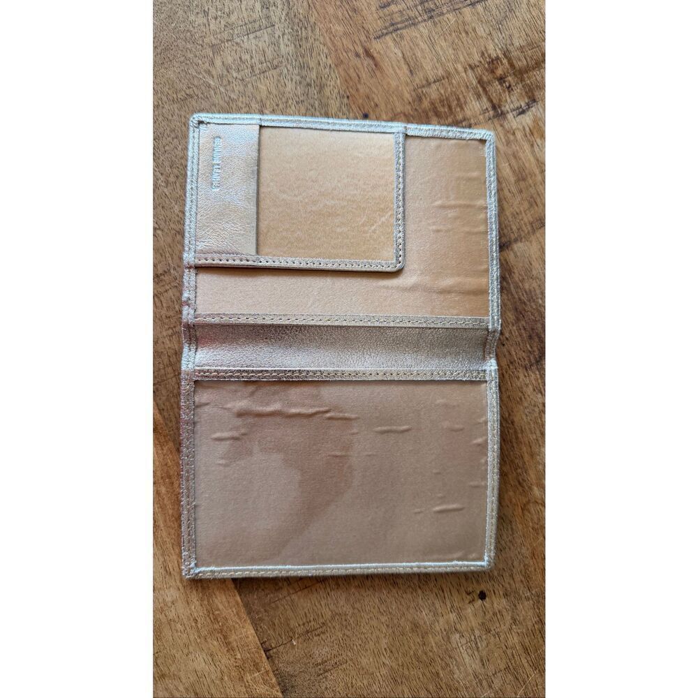 Genuine Leather Passport Holder Gold Metallic Travel Cover Slim - Picture 2 of 5